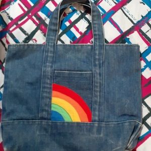 Denim Rainbow Shoulder Bag Tote Pride LGBTQ